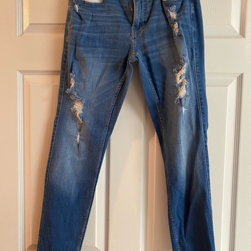 Hollister Men's Skinny Jeans - Distressed Blue